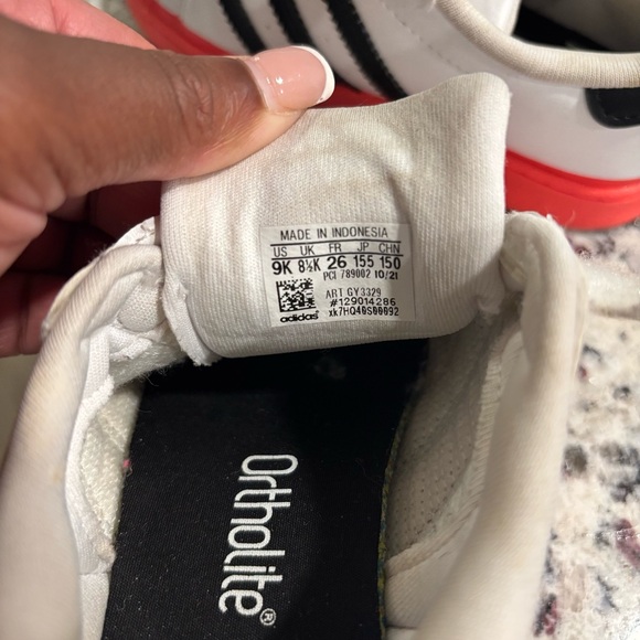 Adidas Superstar White and Black Sneakers with Red Soles - Picture 3 of 6